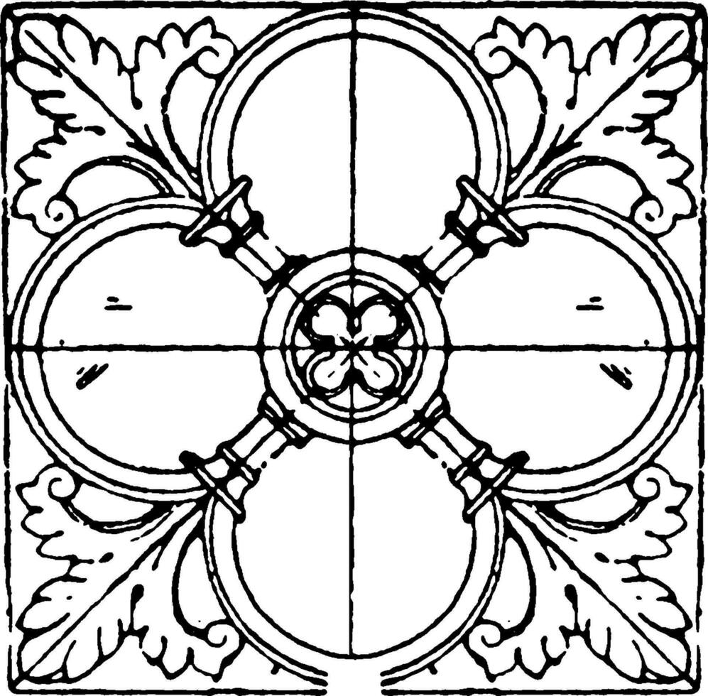 Bas-Relief Square Panel is a 12th century design, vintage engraving. vector