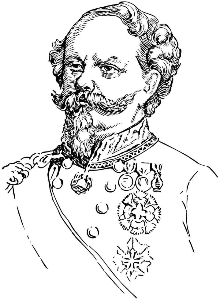 Victor Emmanuel II, vintage illustration vector