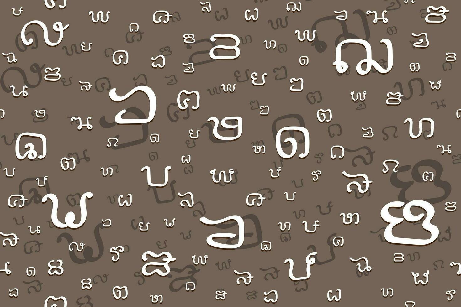 Illustration, Abstract pattern of the Thai ancient characters on brown background. vector