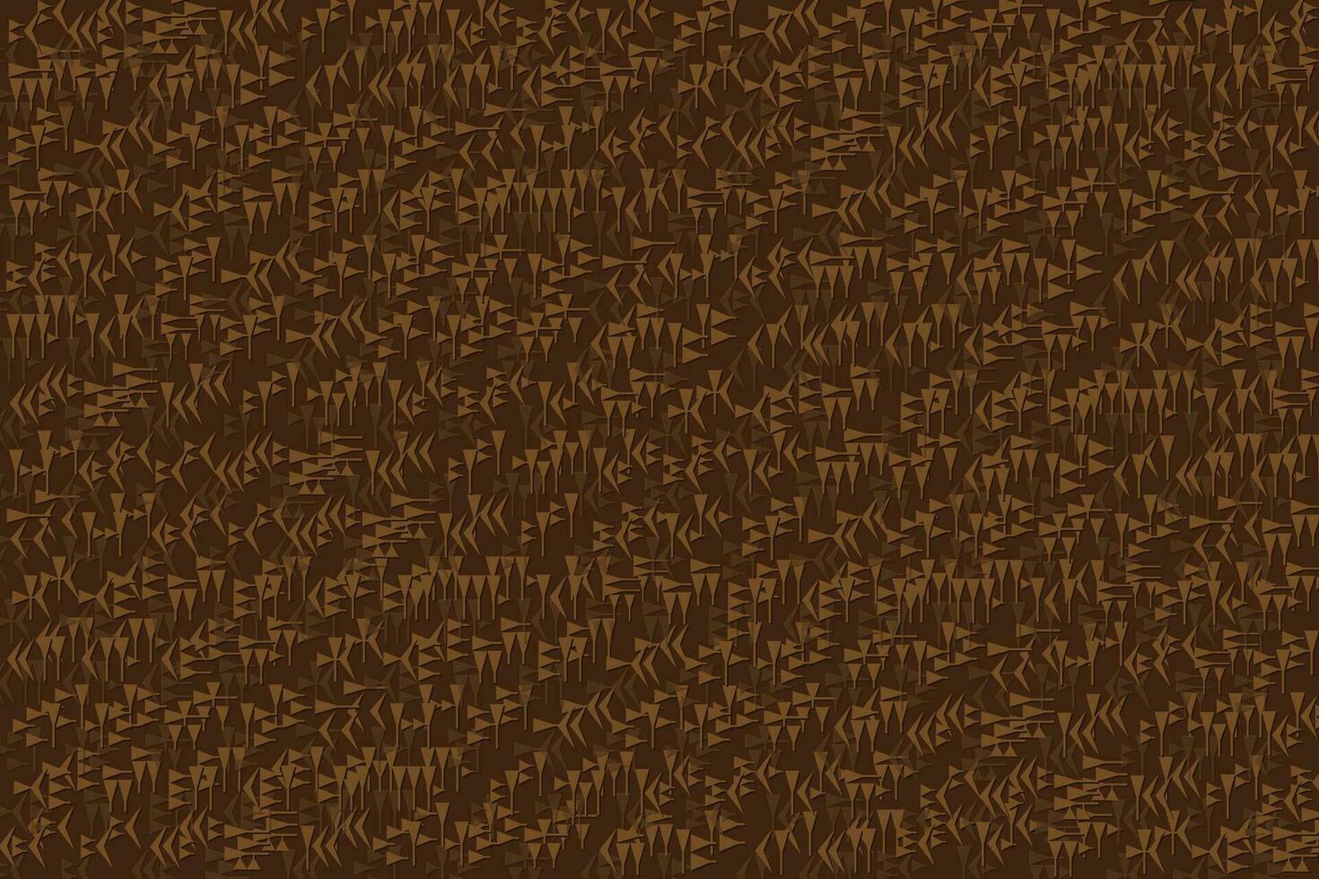 Illustration wallpaper of cuneiform script character on brown color background. vector