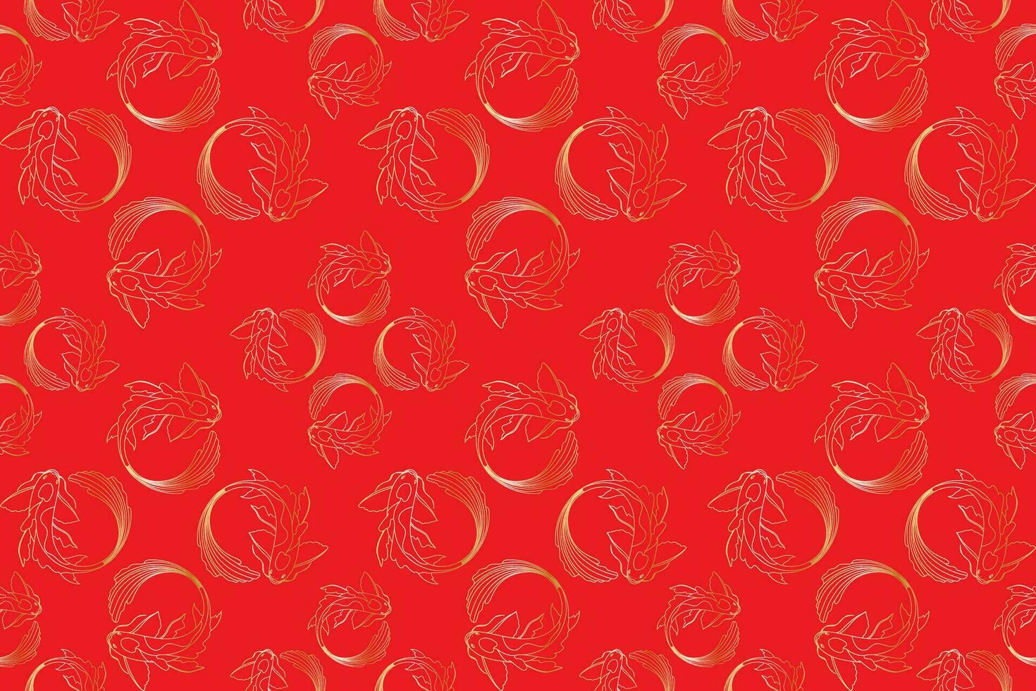 ilustración de oro koi pescado en rojo antecedentes. vector