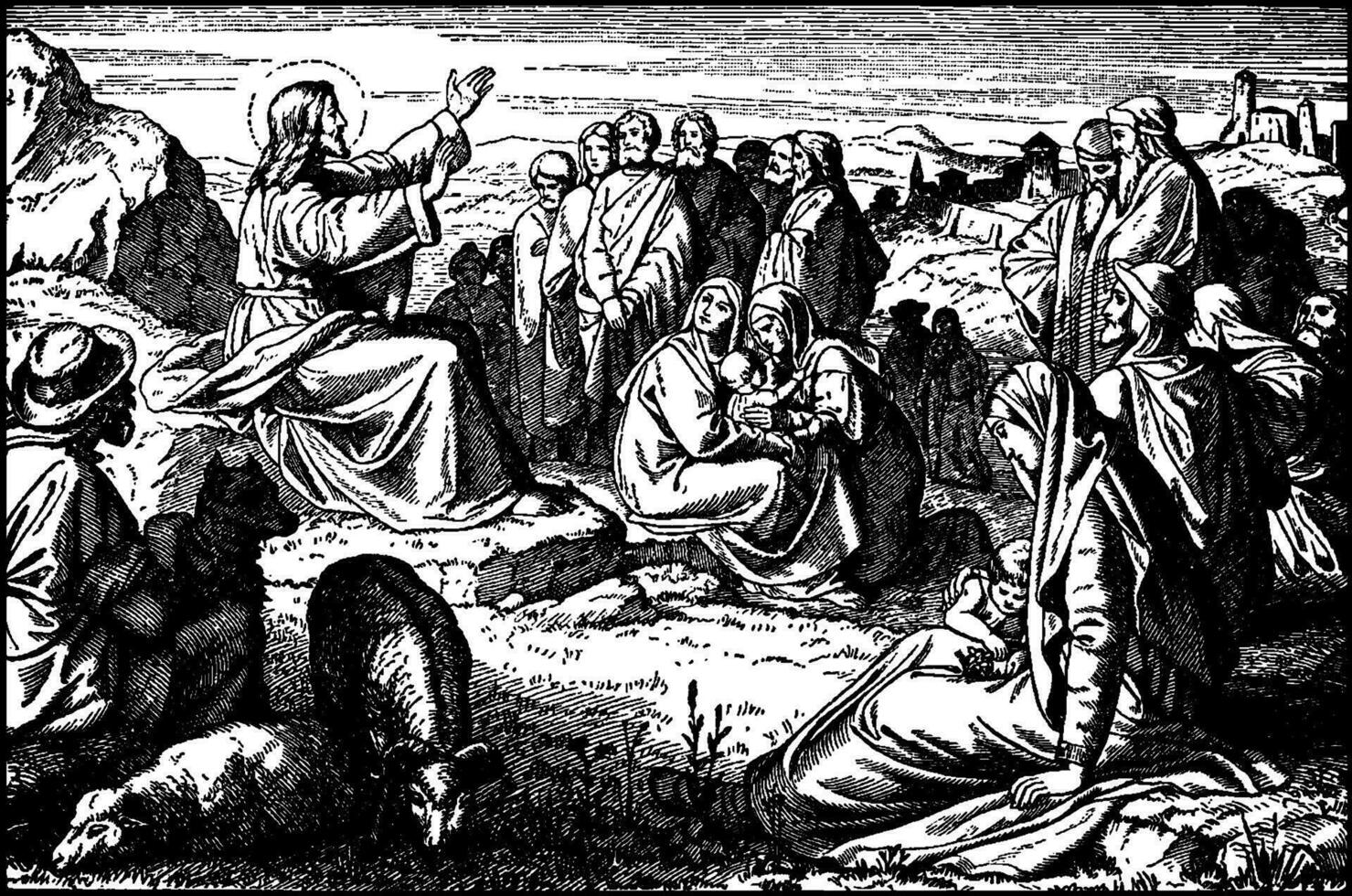 Jesus Teaches the Multitude on the Shore While He Sits in a