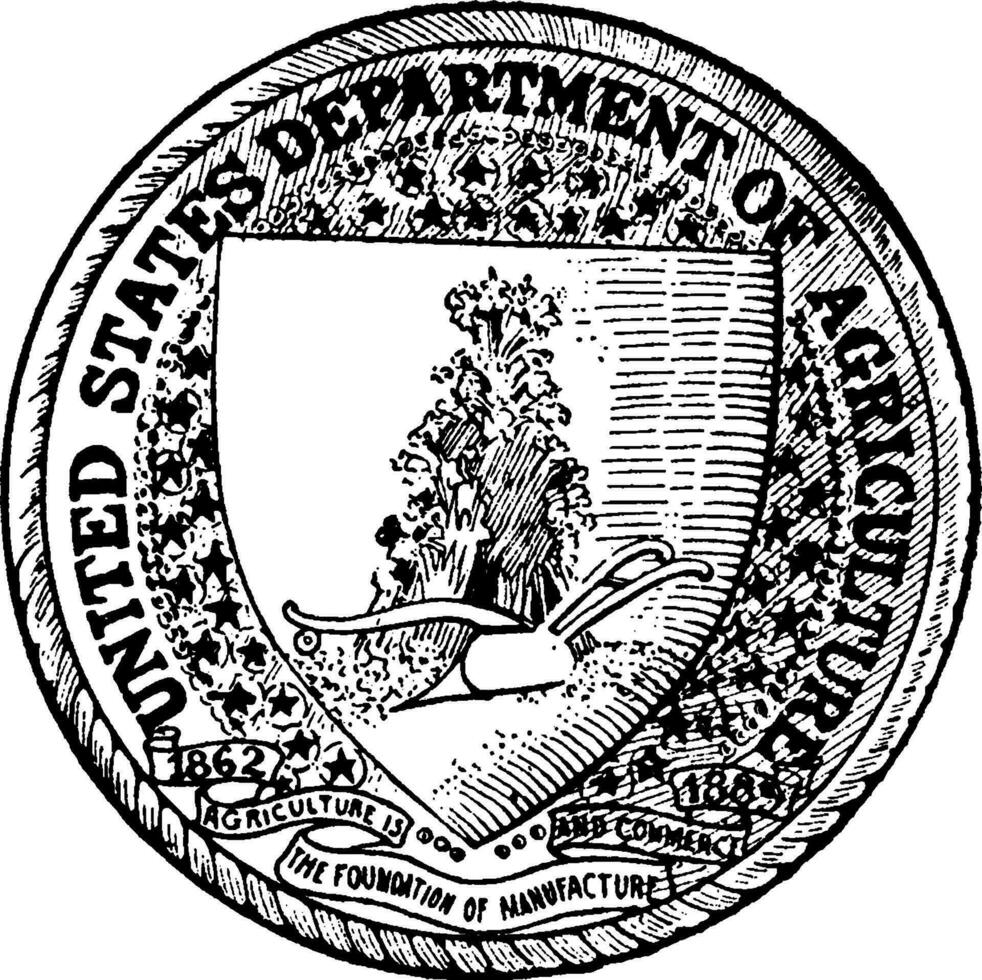 The seal of the Department of Agriculture of the United States, vintage illustration vector