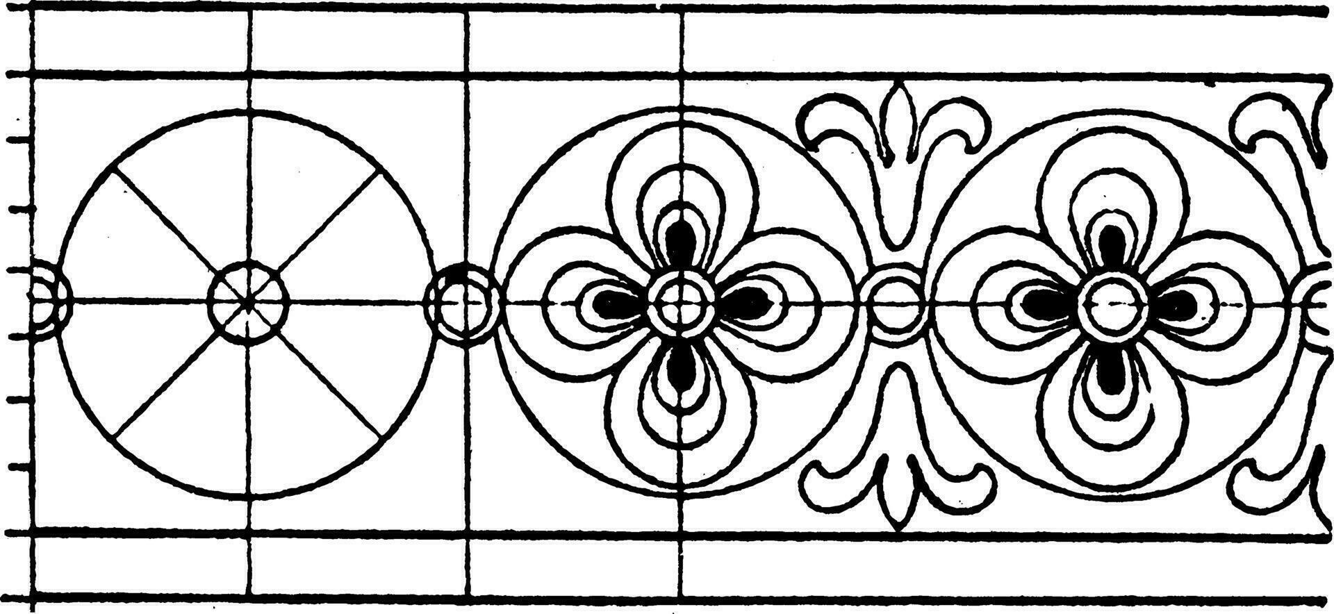 Latin Evangeliarum Rosette Band is an 8th century design of a flower, vintage engraving. vector