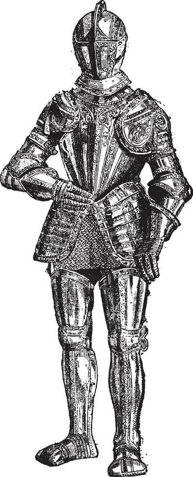 Armour, vintage engraving. vector