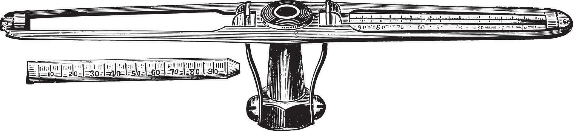 Rotating frame of the hematocrit, vintage engraving. vector