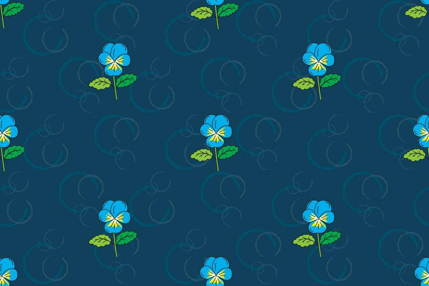 Illustration, The pancy flower with circle on blue background. vector