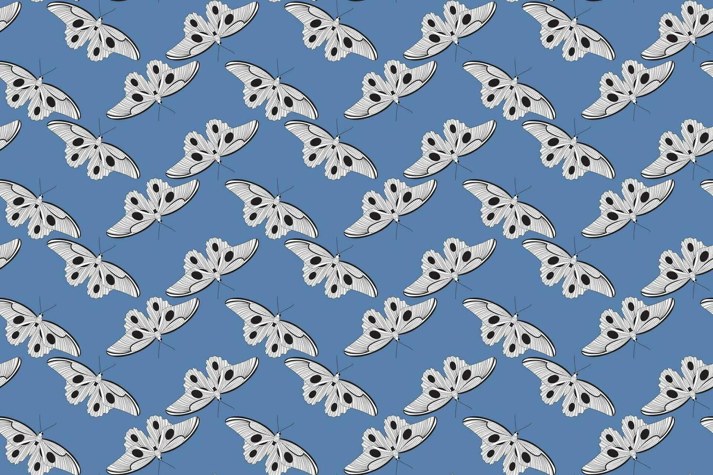 Illustration pattern of the butterfly on blue color background. vector