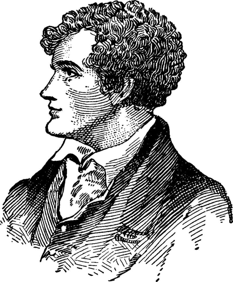 Lord George Gordon Byron, vintage illustration vector