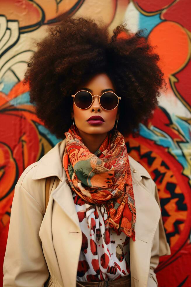 AI generated Cultural Chic Street Style Portraits Celebrating African Influences for Black Month photo