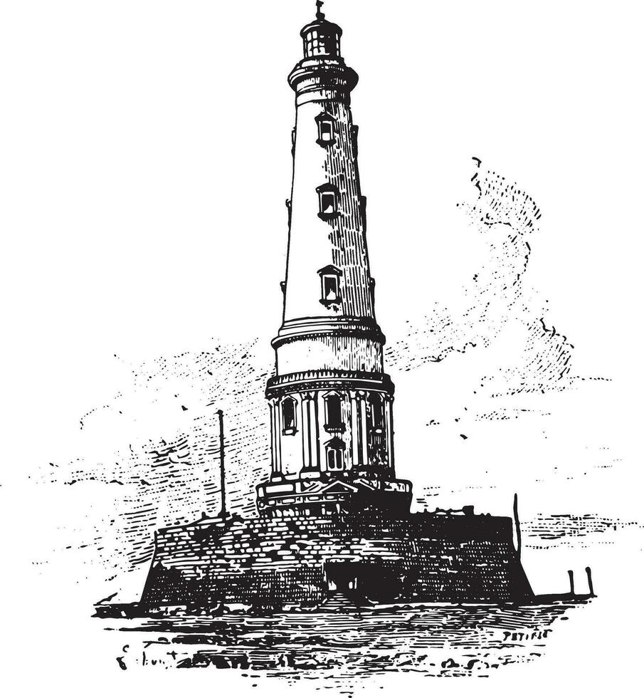 Lighthouse of Cordouan, vintage engraving. vector
