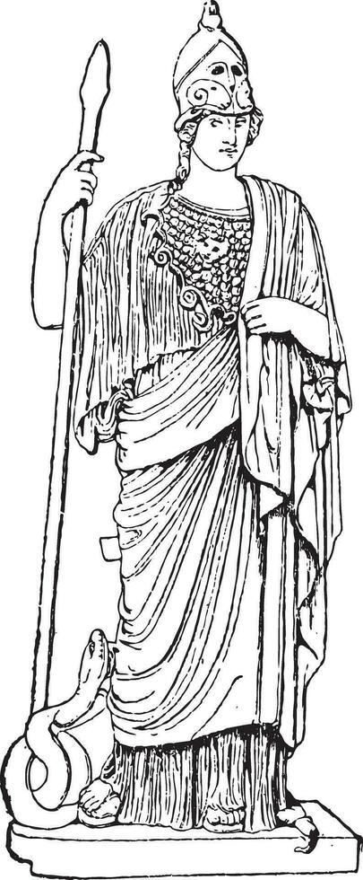 Minerva, vintage engraving vector