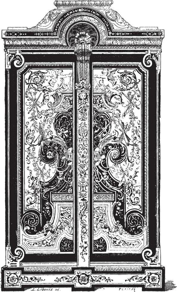 Boule Cabinet, vintage engraving vector