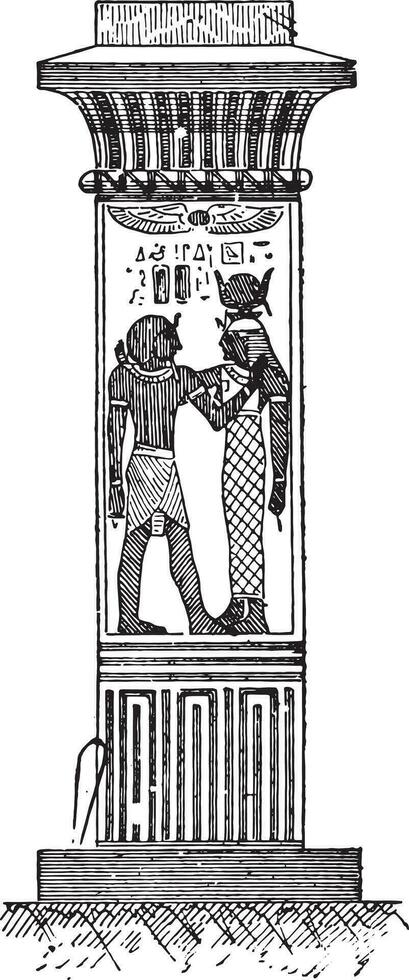 Egyptian pillar, vintage engraving. vector