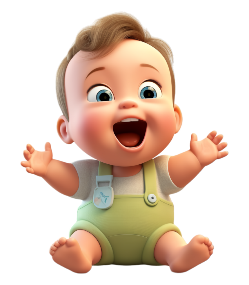 AI generated Adorable cute baby 3D character illustration with transparent background. generated ai png