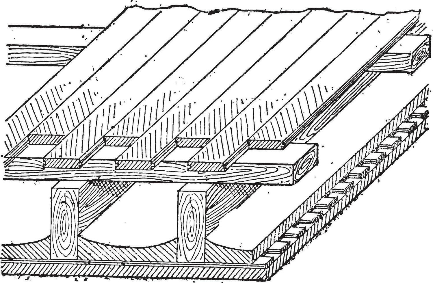 Joist, vintage engraving. vector