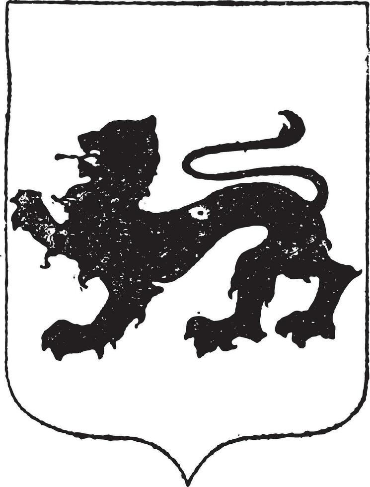 Walking Lion in Coat of Arms, vintage engraving vector
