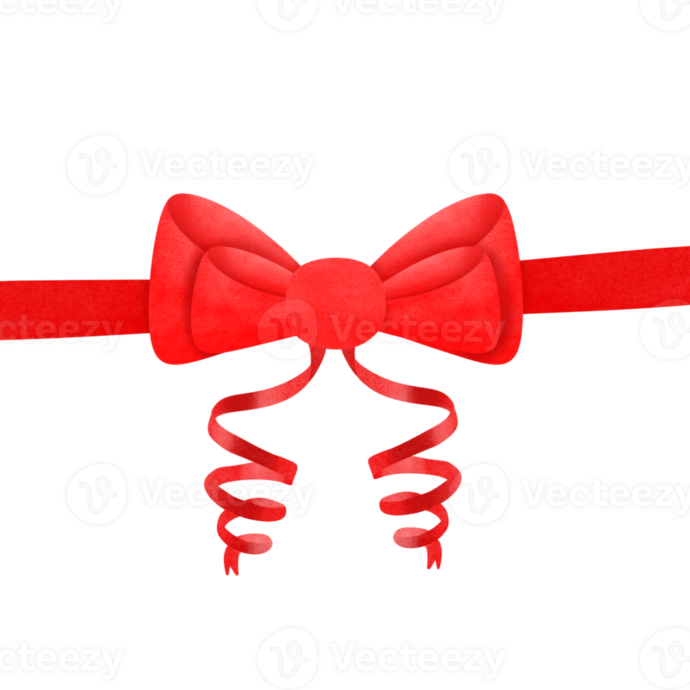 Red hand-painted bow png