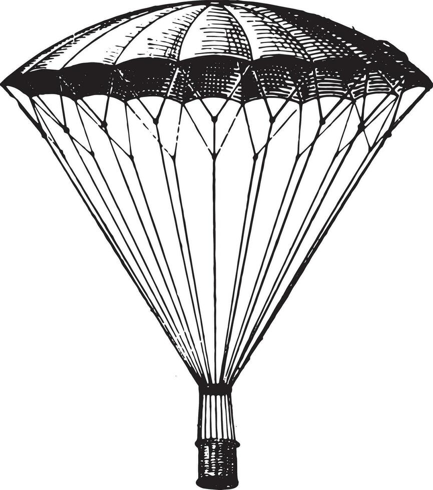 Parachute, vintage engraving. vector