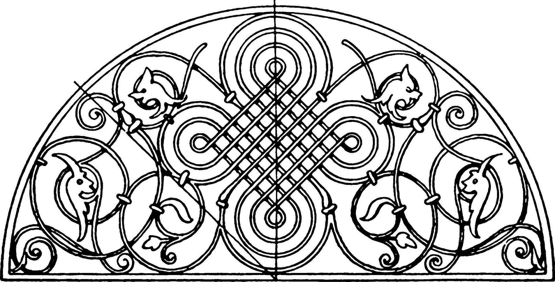 Renaissance Lunette Panel is a German design made out of wrought-iron, vintage engraving. vector
