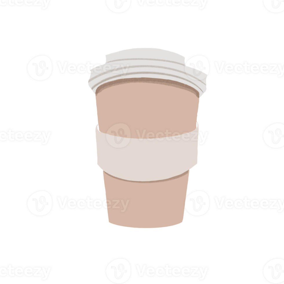 Illustration of a cardboard coffee to go cup on a transparent neutral background. Can be used as an element of your composition png