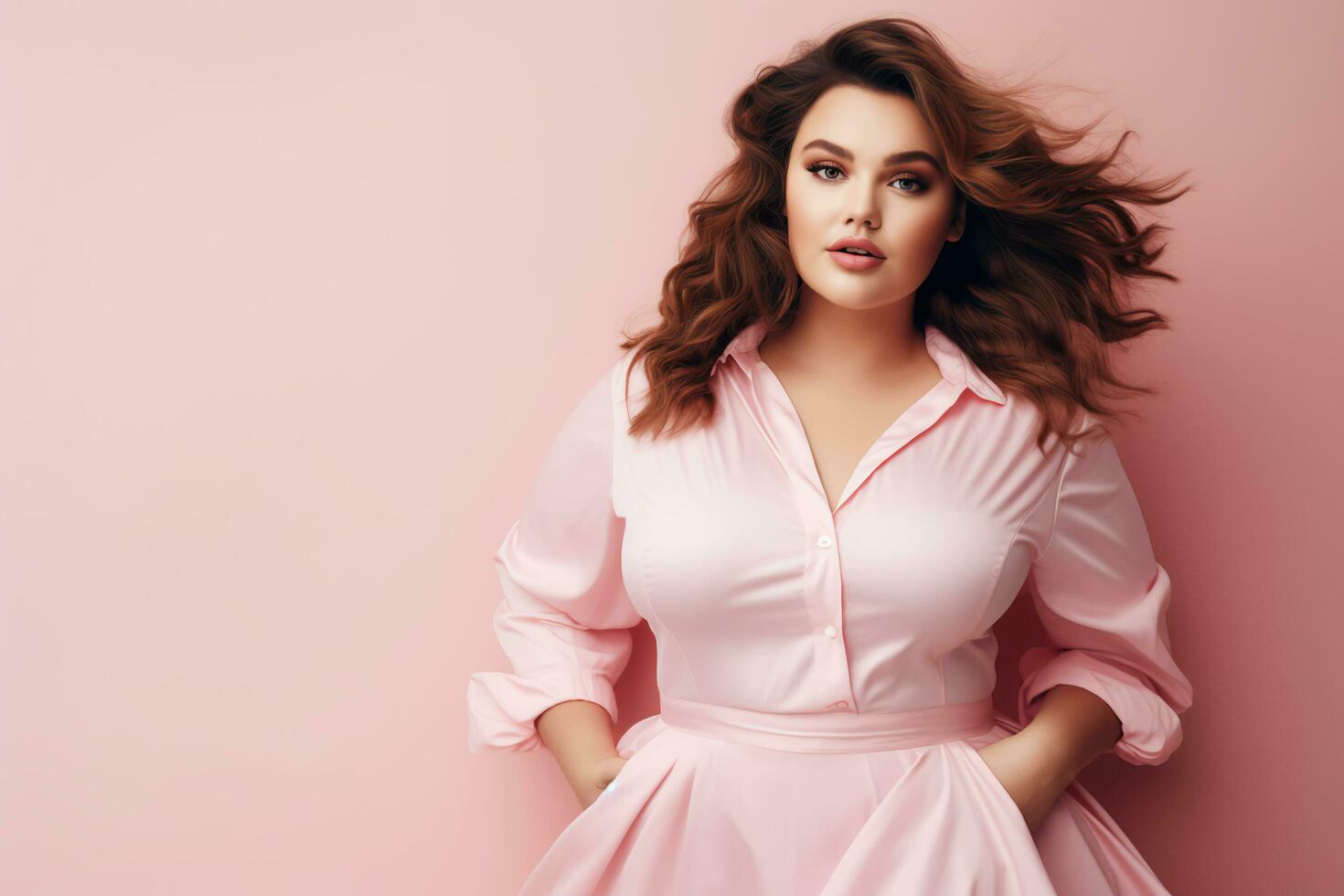 AI generated Curves and Joy Plus Size Woman Banner Spreading Happiness photo