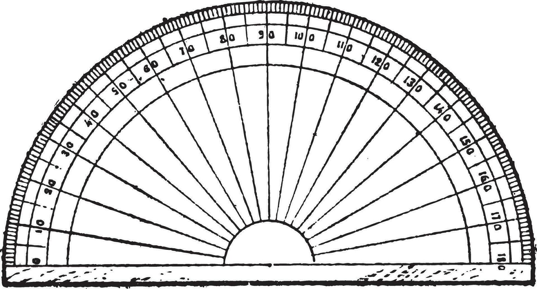 Protractor isolated on white, vintage engraving. vector