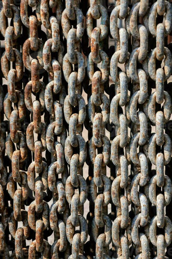 a close up of a chain link fence photo