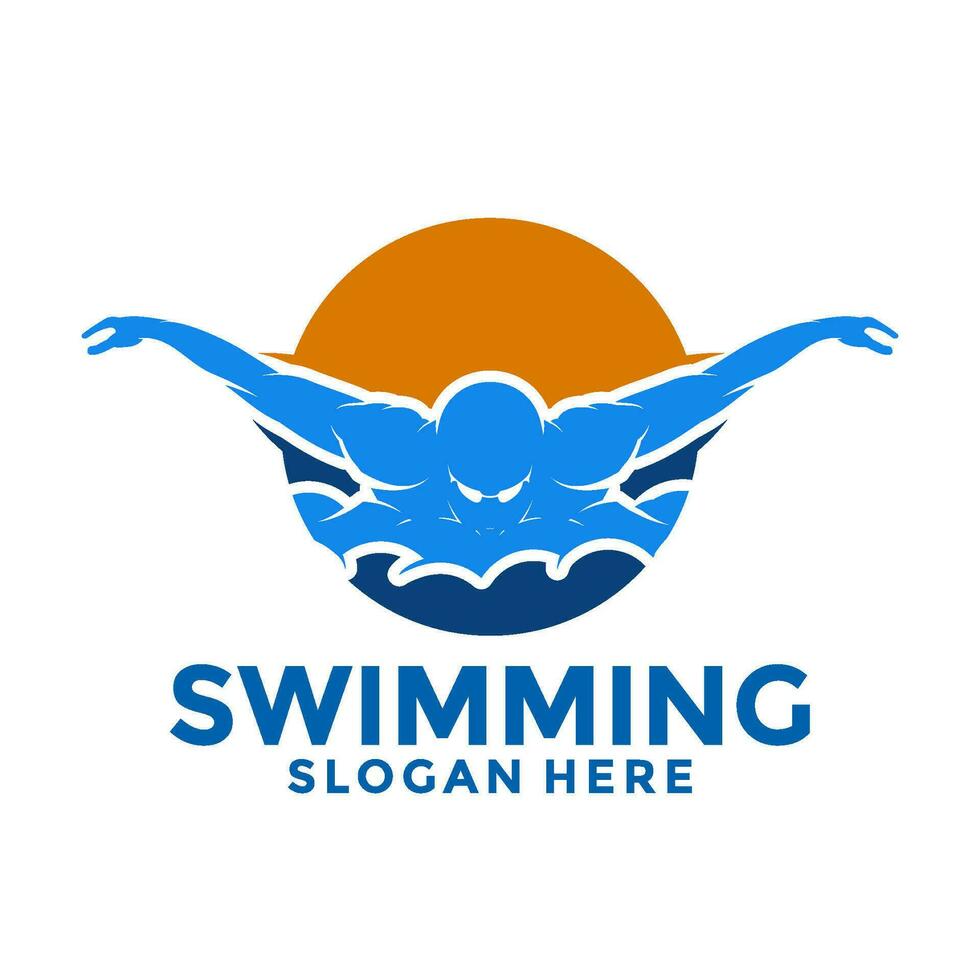 swimming logo icon vector, Swim logo design template vector