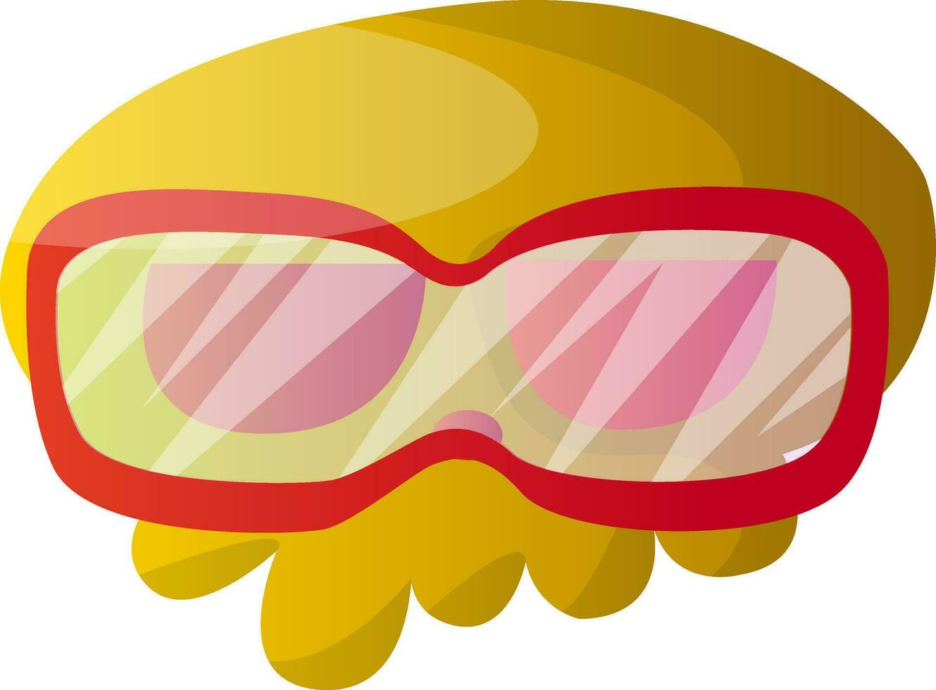 Big yellow cartoon skull with red glasses vector illustartion on white background