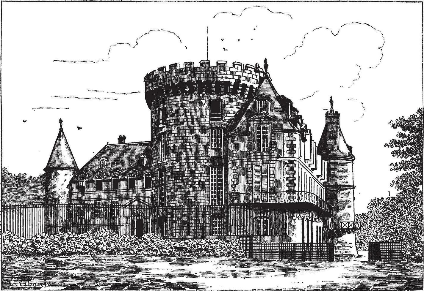 castillo de rambouillet, Clásico grabado. vector