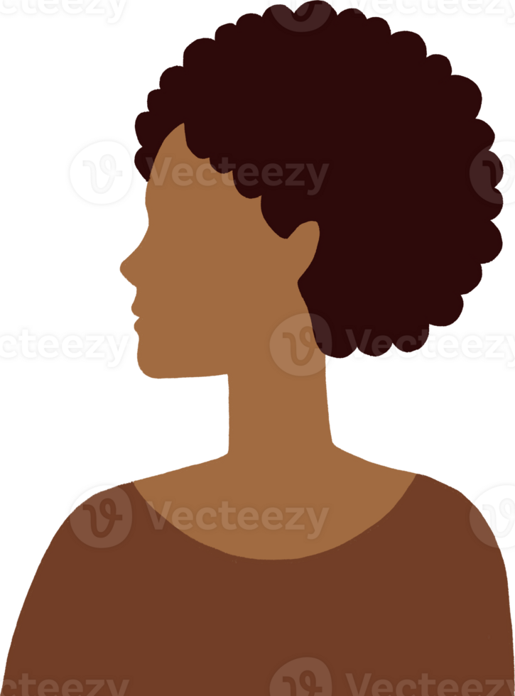 women Silhouette.  Minimalist girl head with hairstyle. Contemporary female  illustration png