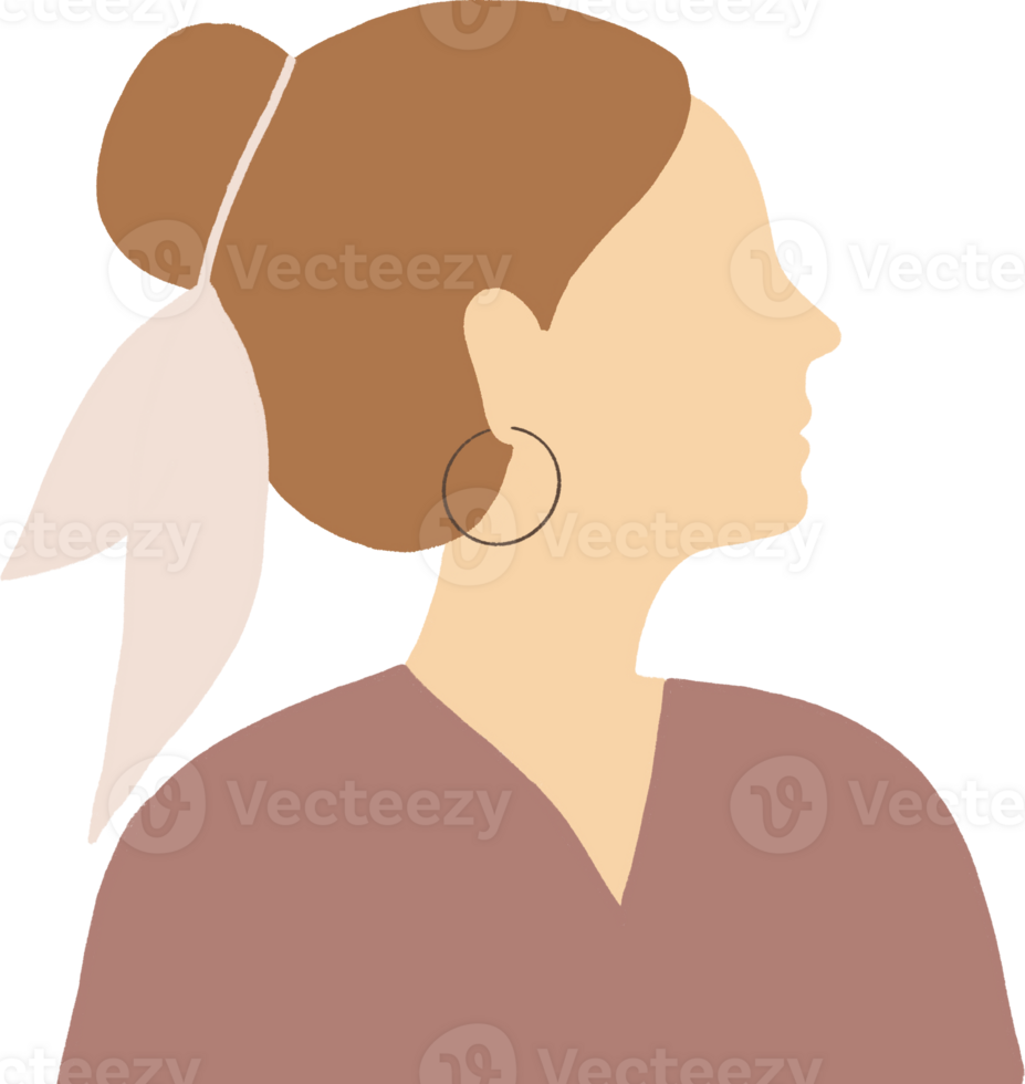 women Silhouette.  Minimalist girl head with hairstyle. Contemporary female  illustration png