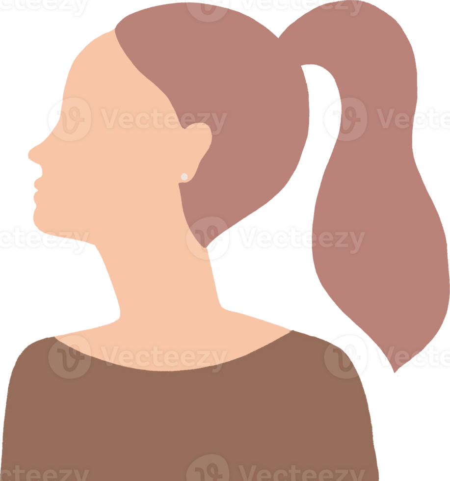 women Silhouette.  Minimalist girl head with hairstyle. Contemporary female  illustration png