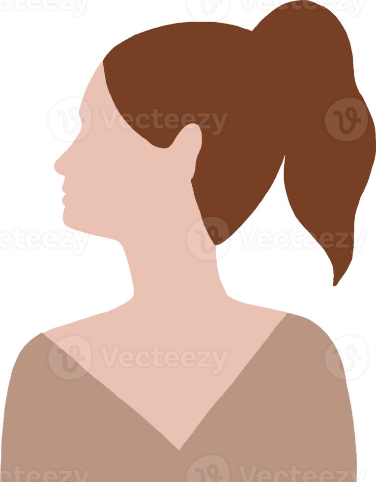 women Silhouette.  Minimalist girl head with hairstyle. Contemporary female  illustration png