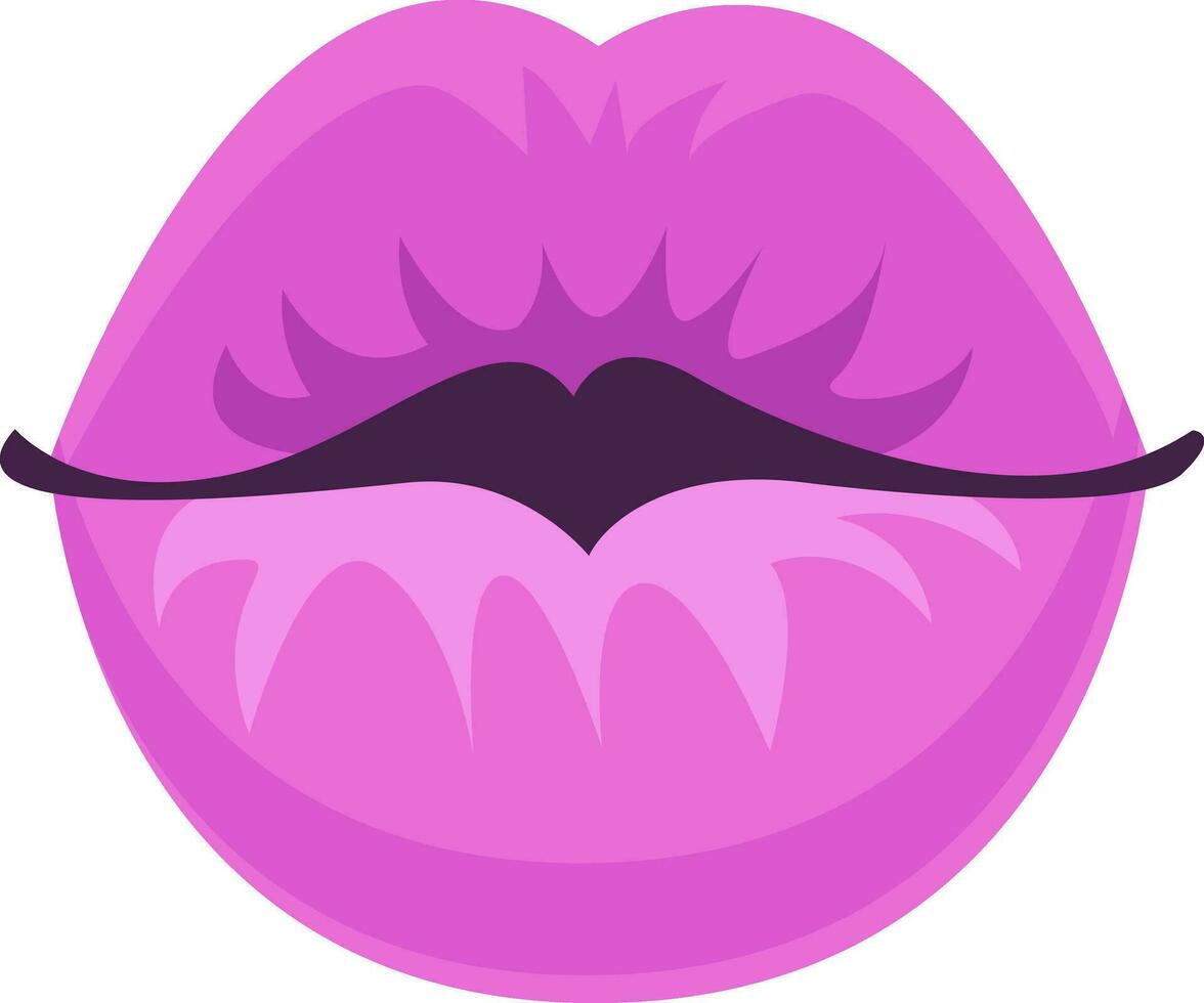 Purple lips vector illustration on white background.