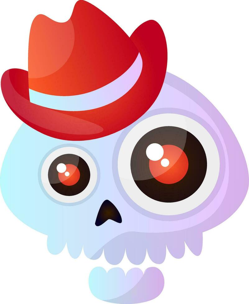 Cartoon skull with red hat vector illustartion on white background