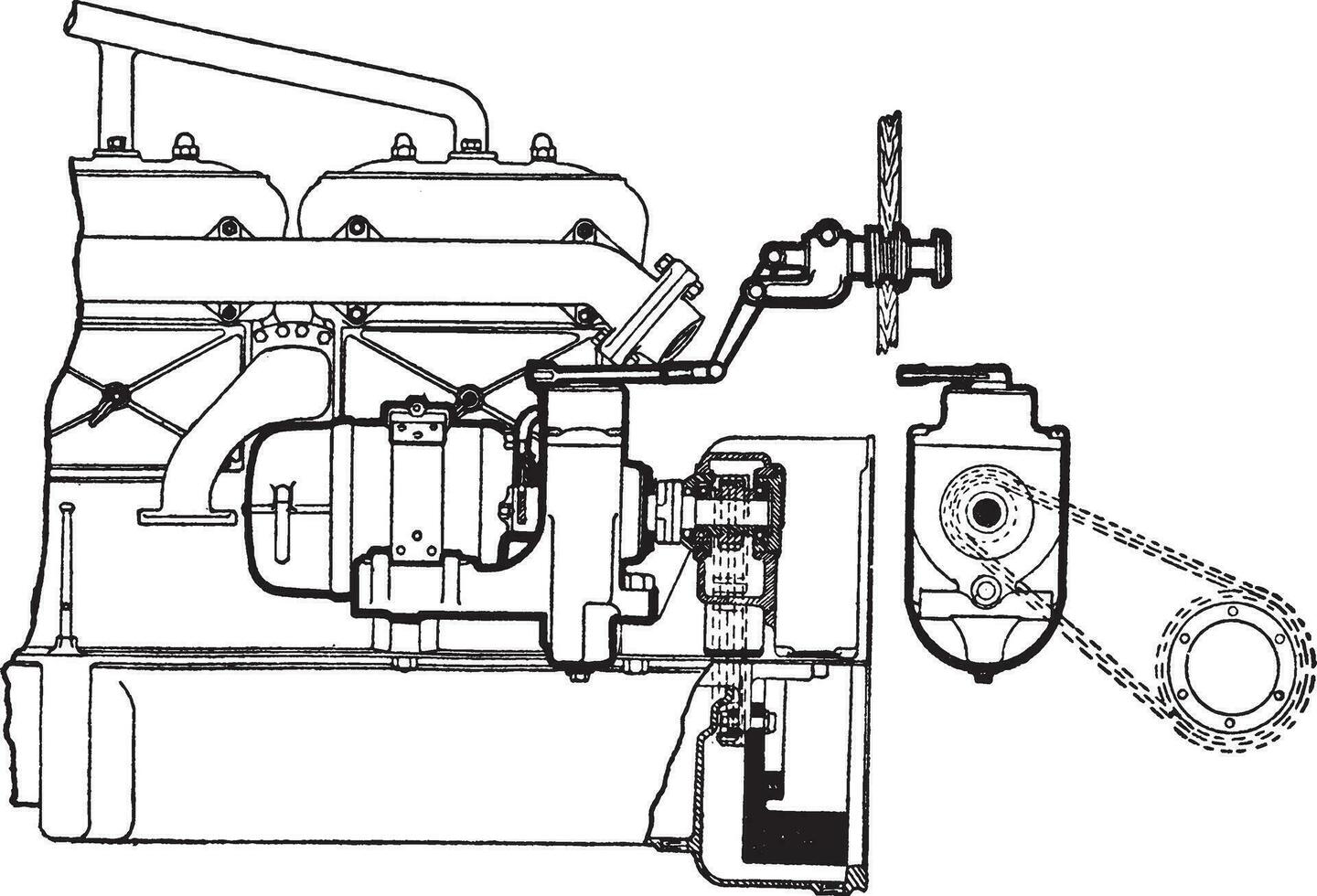 Dynamotor, vintage illustration. vector