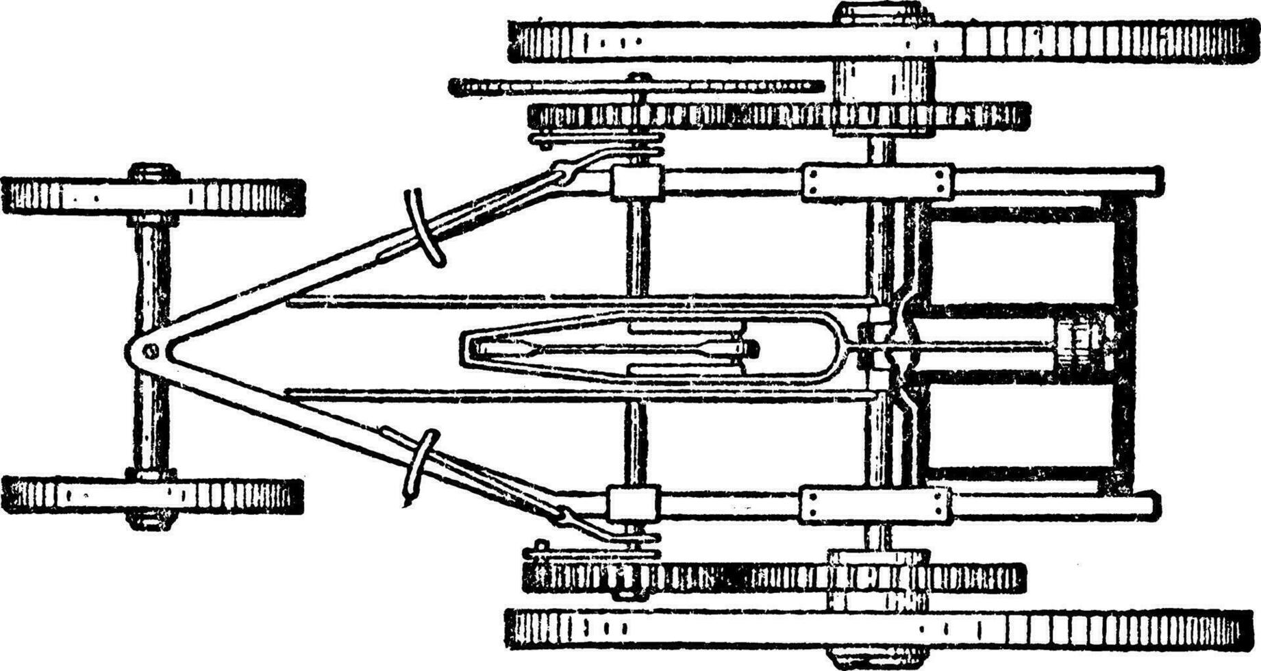 Plan of 1802 Trevithick Steam Carriage, vintage illustration. vector