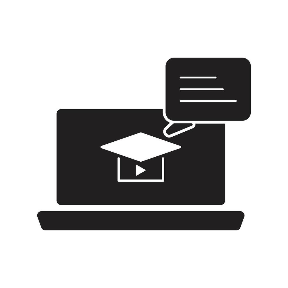 E-learning Black Fill icon set. Online education Elements icon set. Online tuition, e-learning, video courses, Graduation, Education Modern. Black Fill Icon for online Icon, .... vector