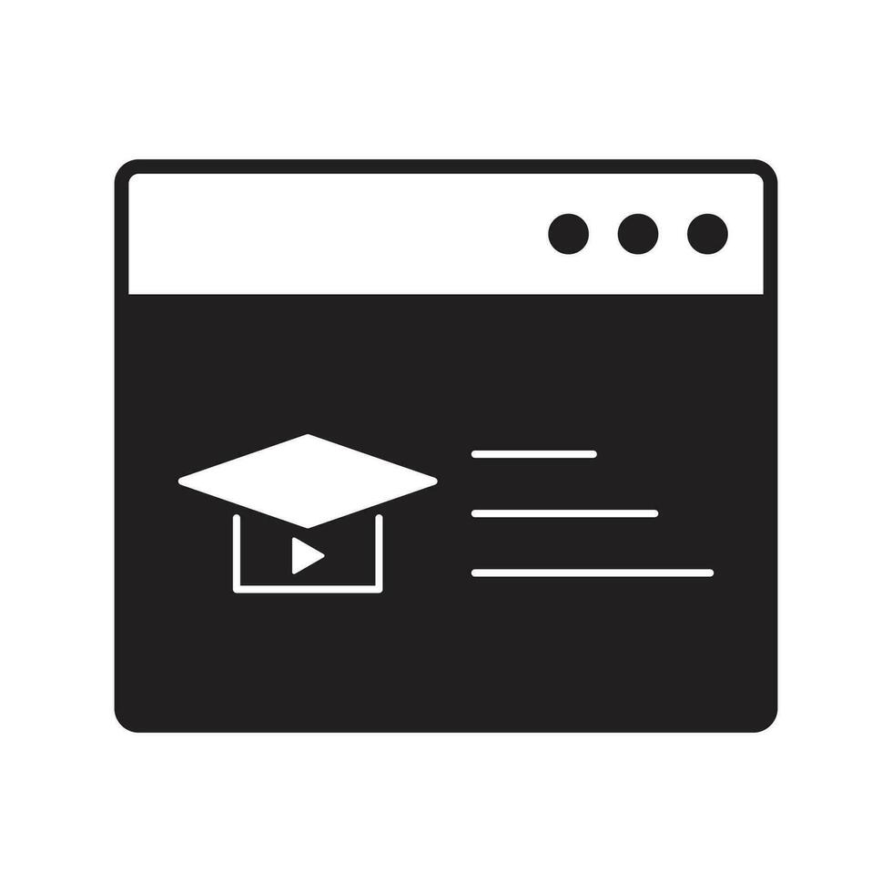E-learning Black Fill icon set. Online education Elements icon set. Online tuition, e-learning, video courses, Graduation, Education Modern. Black Fill Icon for online Icon, .... vector