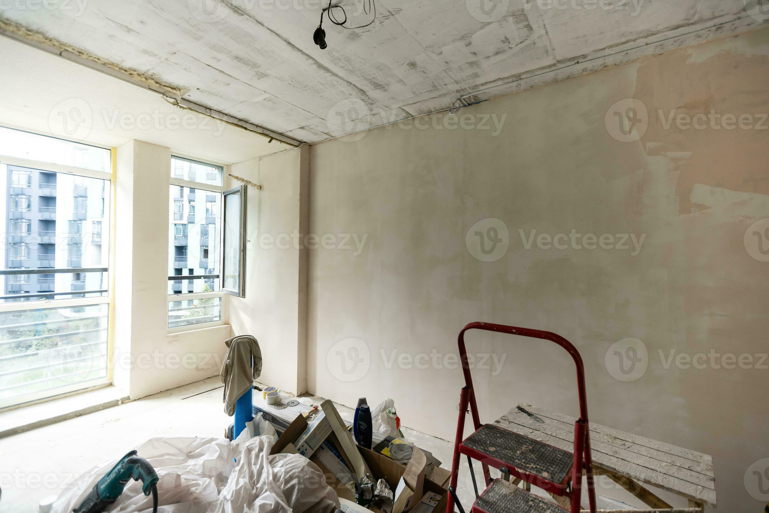 gypsum walls in apartment is under construction, remodeling, renovation