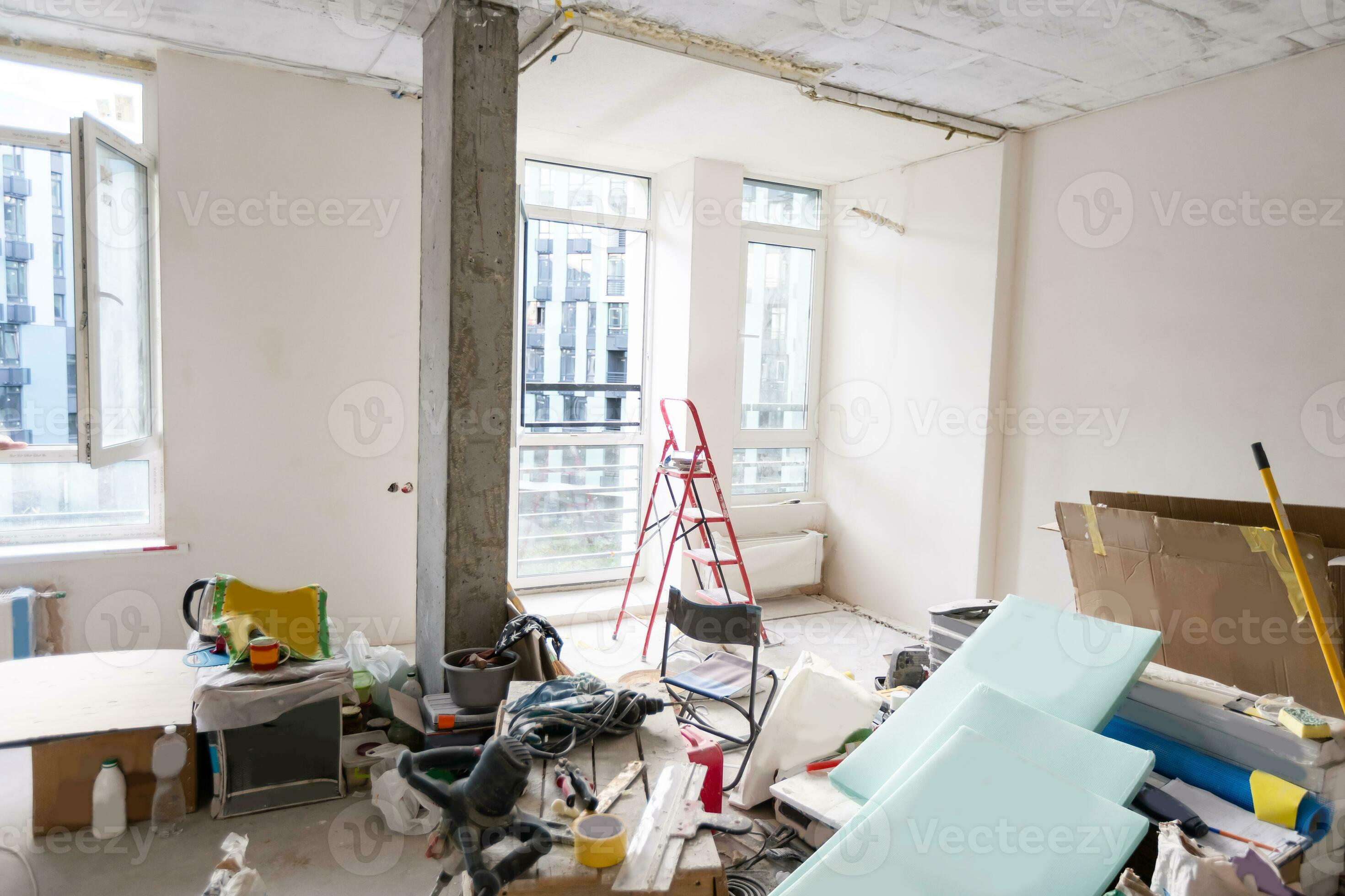 gypsum walls in apartment is under construction, remodeling, renovation