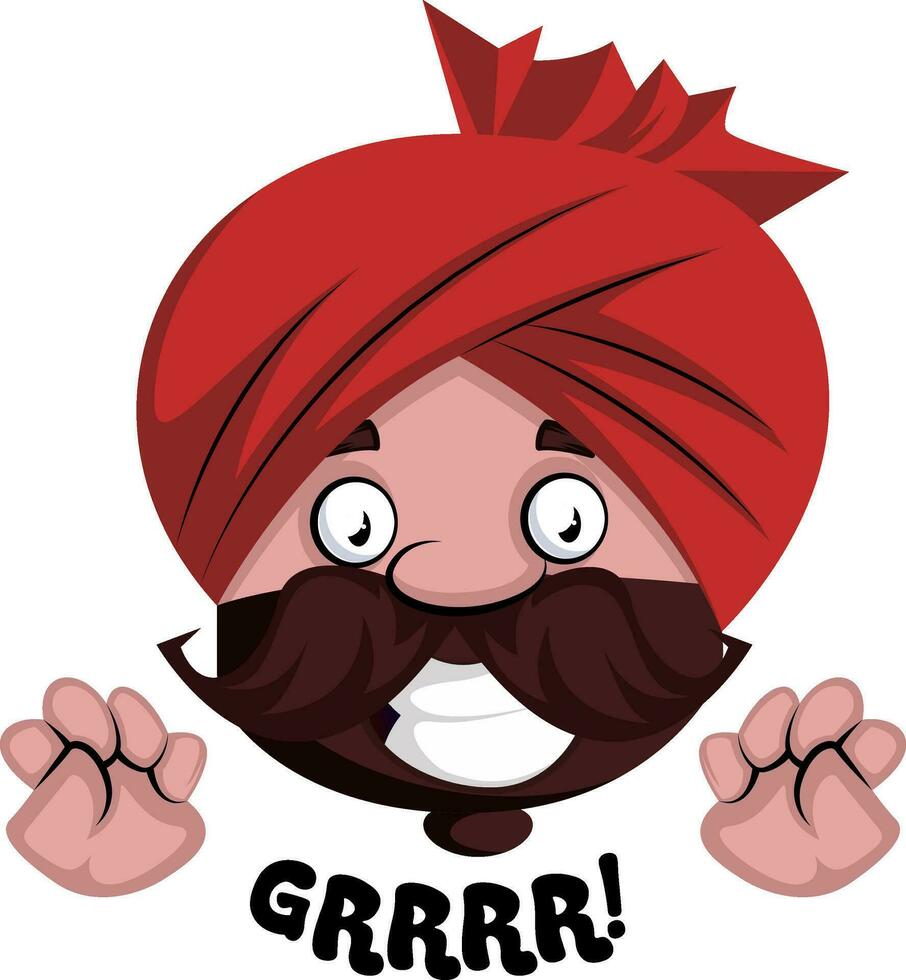 Indian male character grrr vector