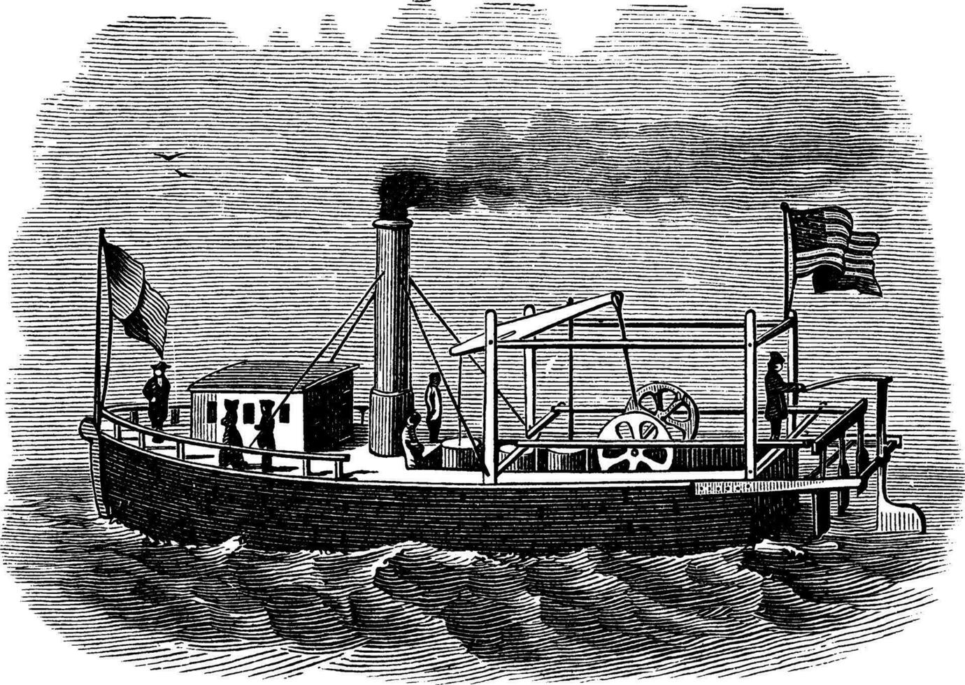 Fitch Steamboat, vintage illustration. vector