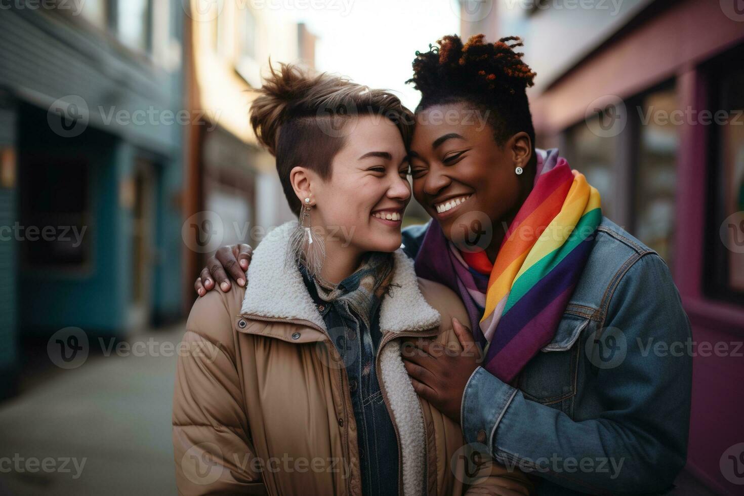 ai generado lgbt lesbiana Pareja amor momentos felicidad.lgbt relación concepto foto