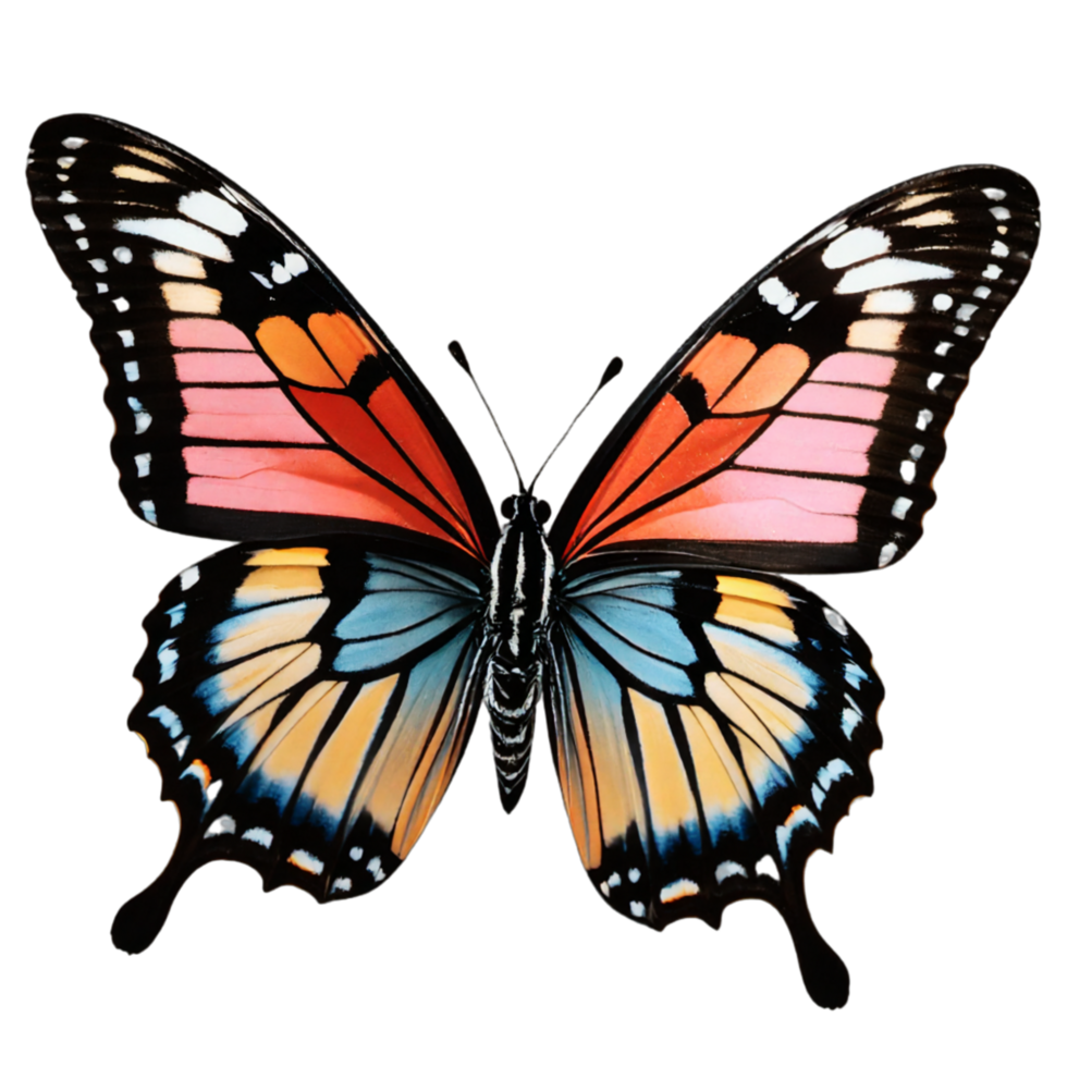 AI generated colorful butterflies isolated on transparent background PNG AI Generative