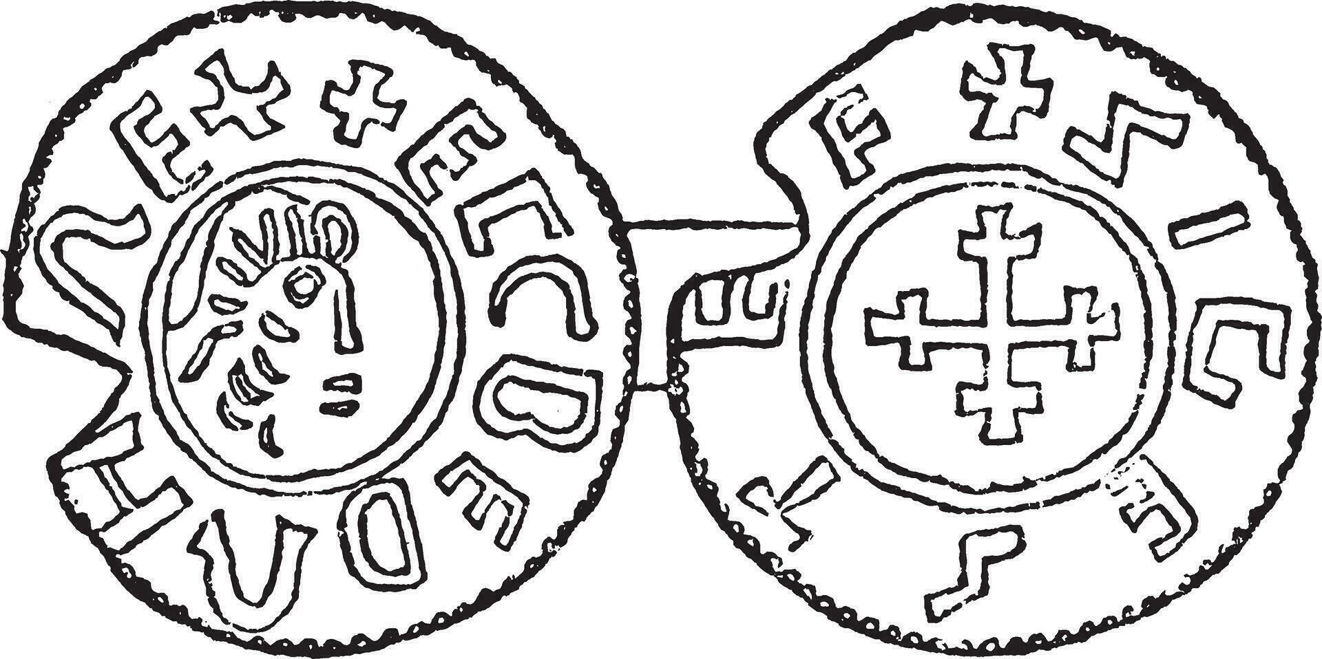 Coin of Egbert, vintage illustration. vector