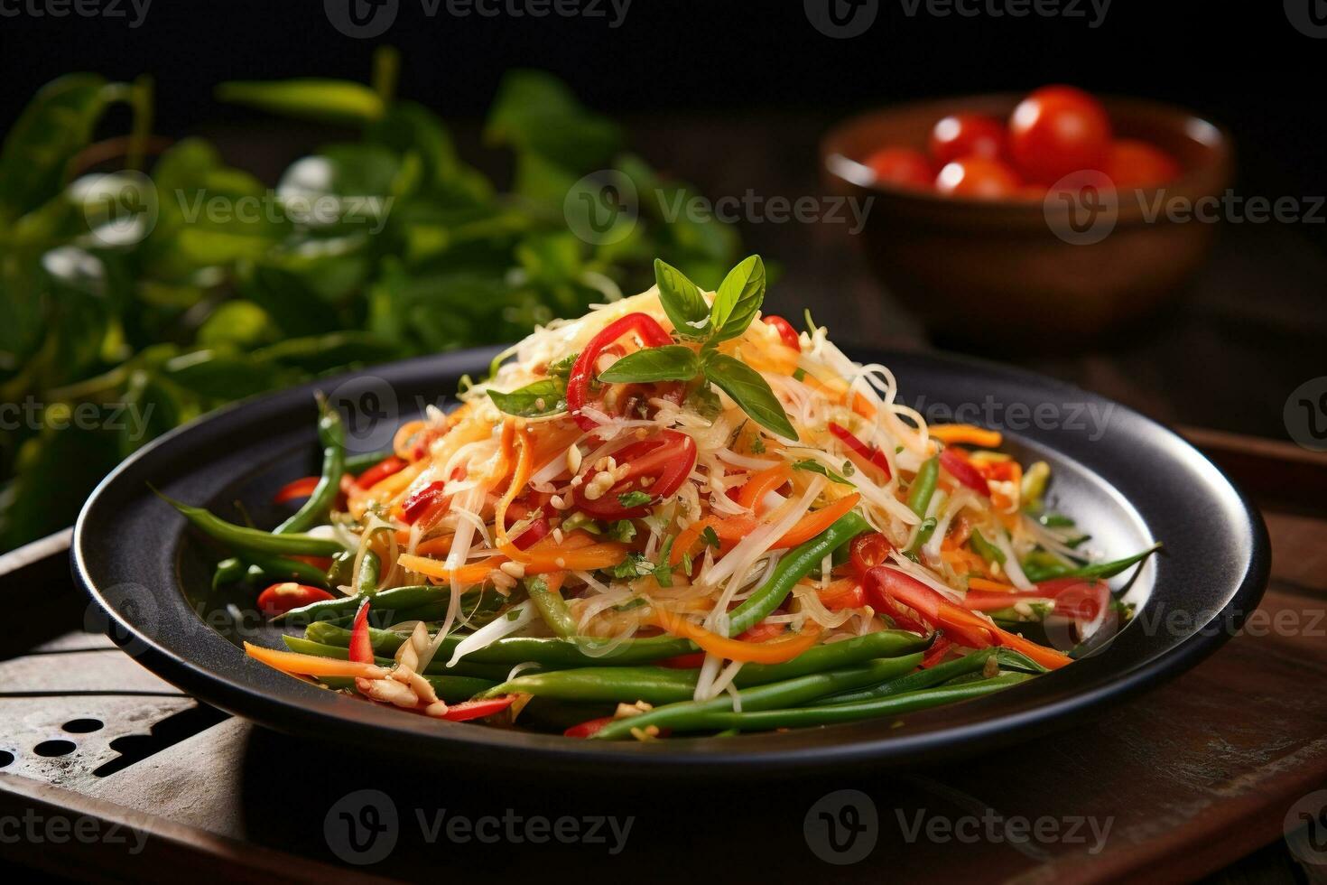 AI generated A Classic Thai Dish Som Tum Papaya Salad photo