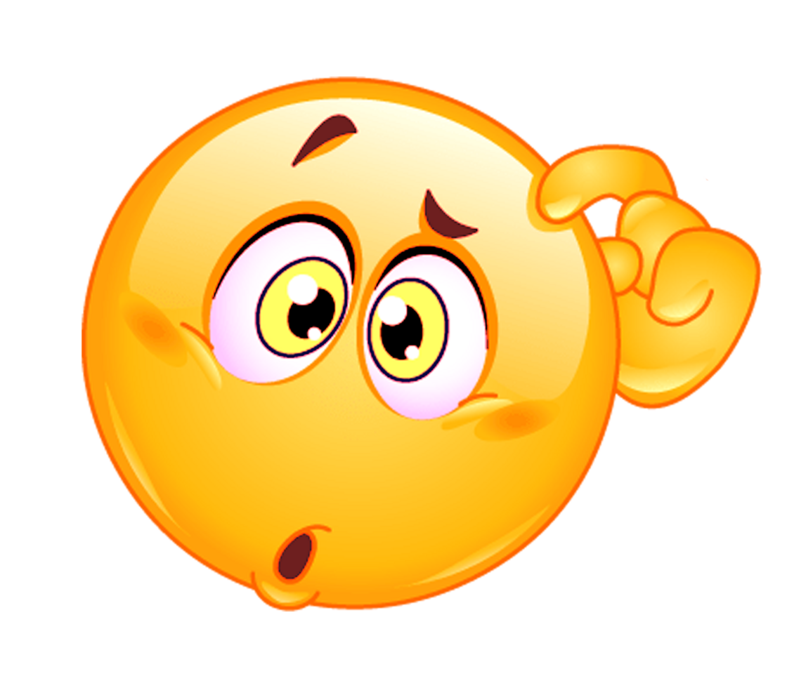 amarelo confundir emoji emoticon pensando ícones 4k transparente fundo png